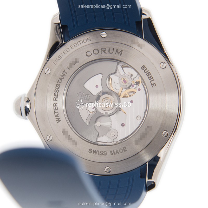 Corum Bubble Replica - Automatic - Titanium Case - Blue Dial - Rubber Blue Strap - View 3