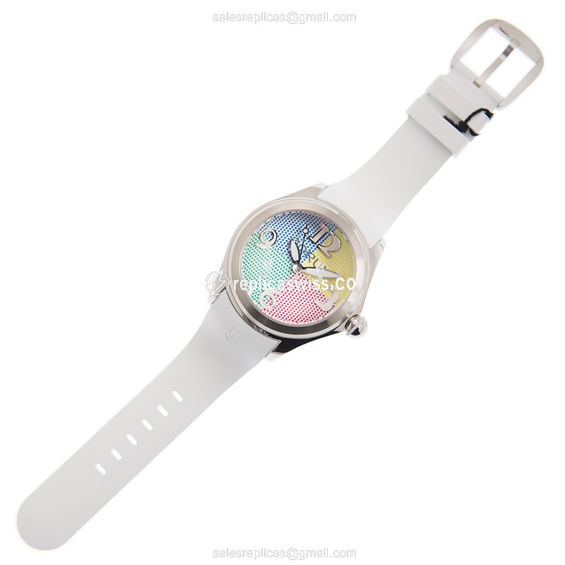 Corum Bubble Replica - Automatic - Steel - Blue Dial - Rubber White Strap - View 2