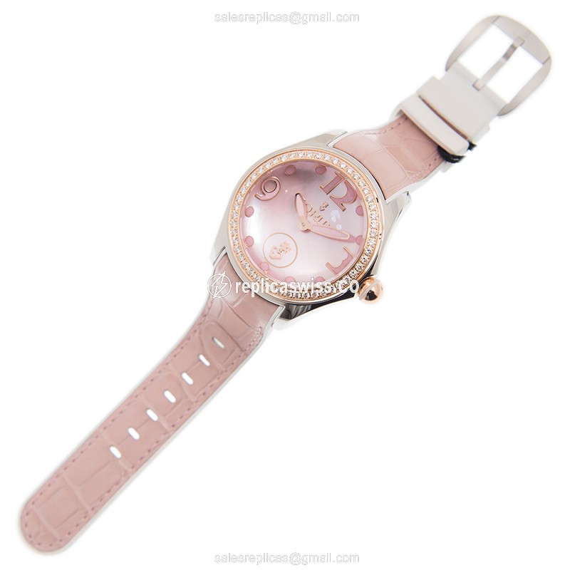 Corum Bubble Replica - Automatic - 18kt Rose Gold - Steel Case - Pink Dial & Alligator Strap - View 2