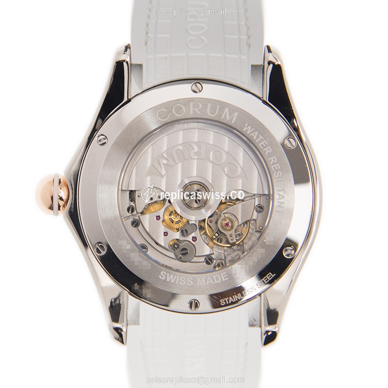 Corum Bubble Replica - Automatic - 18kt Rose Gold - Steel Case - Pink Dial & Alligator Strap - View 3