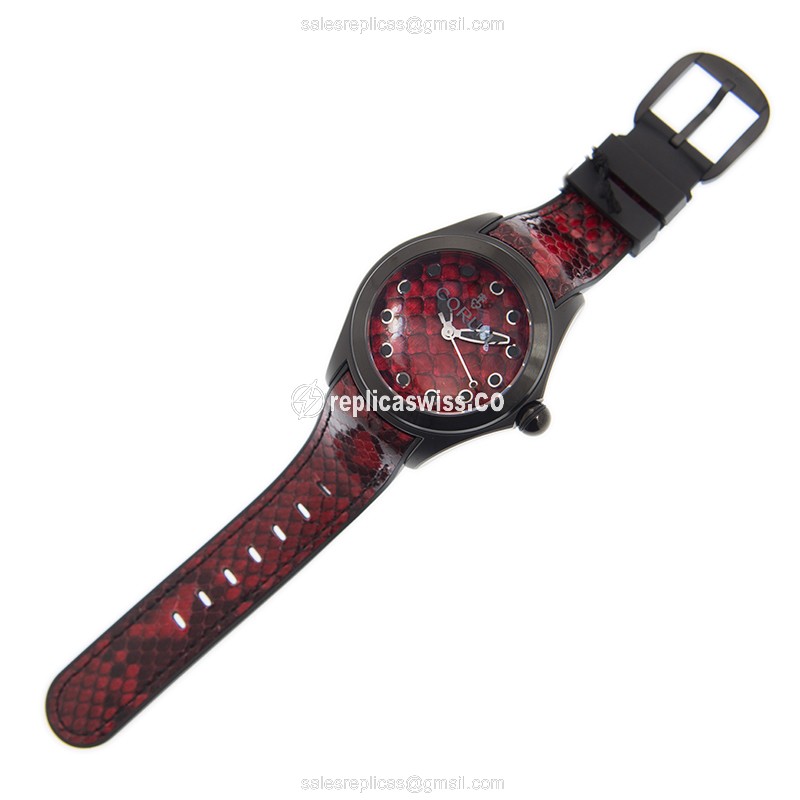 Corum Bubble PR01 - Automatic - Red Dial - Stainless Steel - Red Leather Strap - View 2