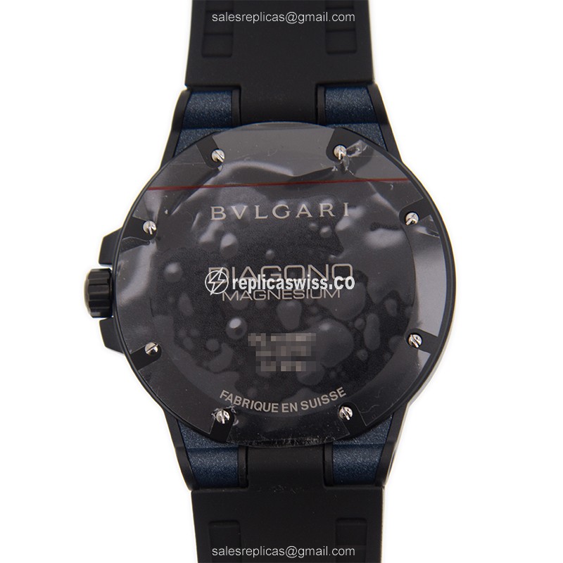 Bulgari DG41C3SMCVD Diagono Replica - Automatic - Steel Case - Black Dial - Rubber Strap - View 3