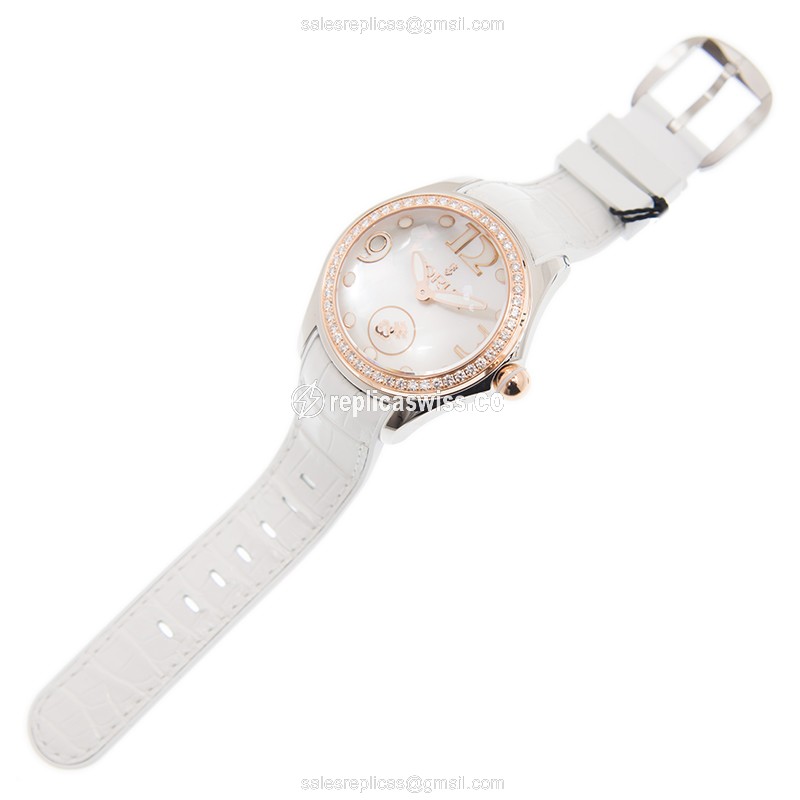 Corum Bubble Replica - Automatic - 18kt Rose - Diamond - Gray Dial - Alligator White Buckle - View 2