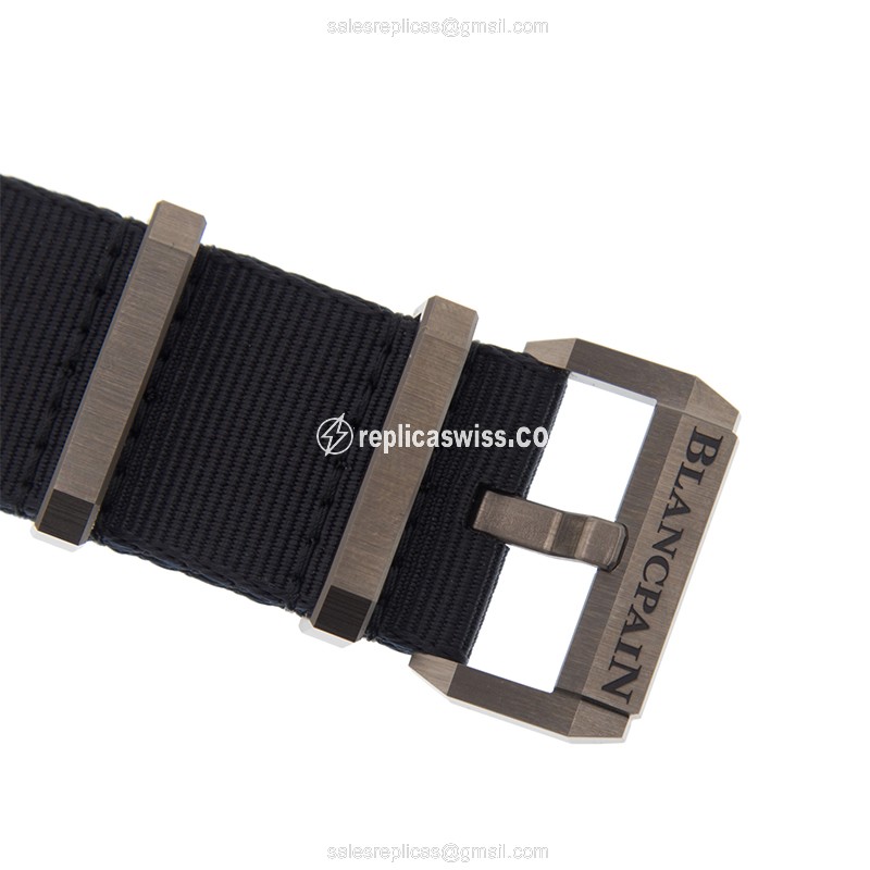 Blancpain 5000-0240-NAOA Replica - Automatic - Ceramic - Blue Dial - Nylon Black Strap - Buckle Clasp - View 3