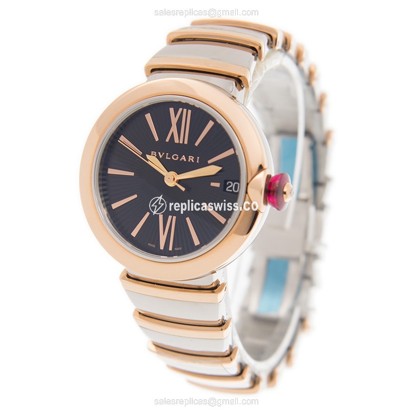 Bulgari LVCEA Replica - Automatic - 18kt Rose Gold - Black Dial - Gold Clasp - View 3