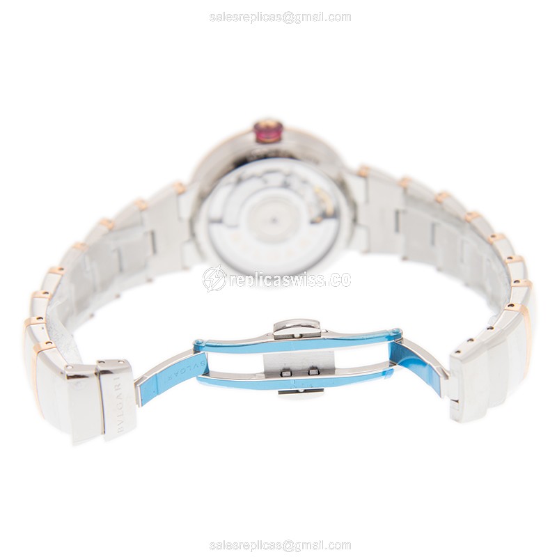 Bulgari LVCEA Replica - Automatic - 18kt Rose Gold - Black Dial - Gold Clasp - View 4
