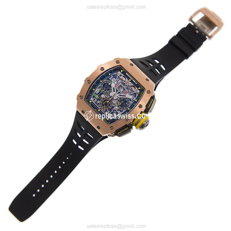 Richard Mille RM11-03-RG-TI - Automatic - 18kt Rose Gold - Black Dial - Rubber Strap - View 2