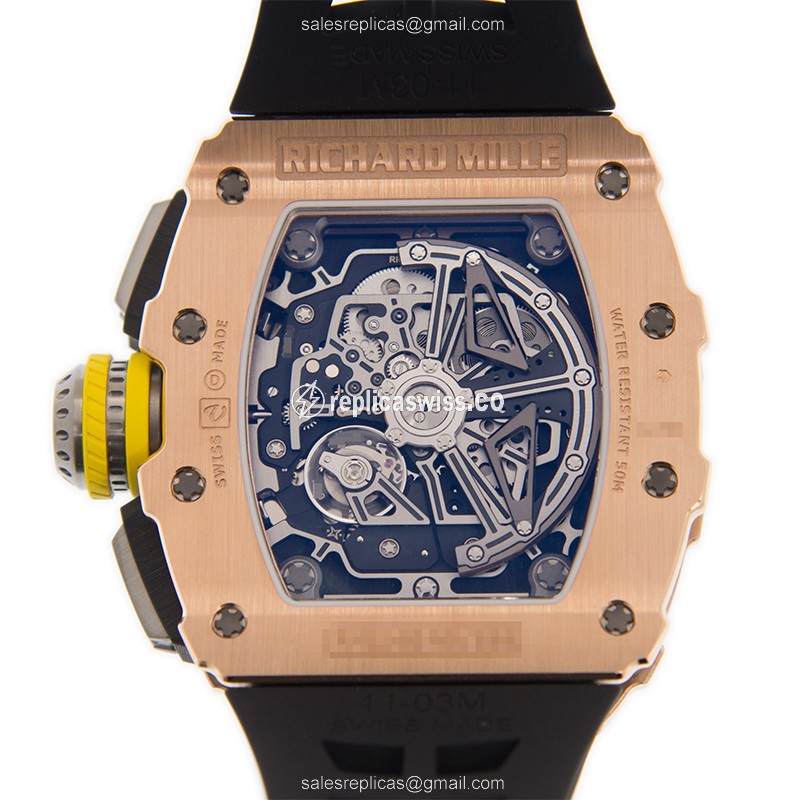 Richard Mille RM11-03-RG-TI - Automatic - 18kt Rose Gold - Black Dial - Rubber Strap - View 3