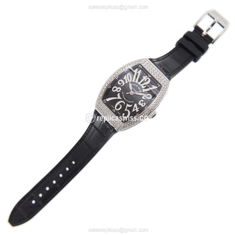 Franck Muller V32 SC AT FO D AC.NR - Vanguard Auto - White Dial on Black Alligator - View 2