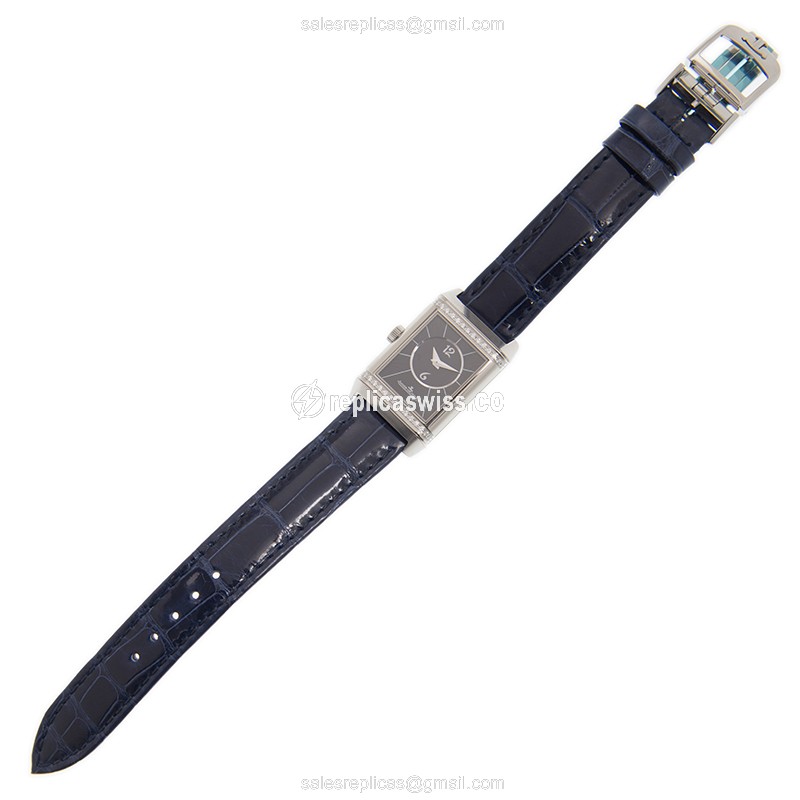 Jaeger-Lecoultre Q2668432 REVERSO Manual - Steel Case - Black Dial - Blue Alligator Strap - View 2