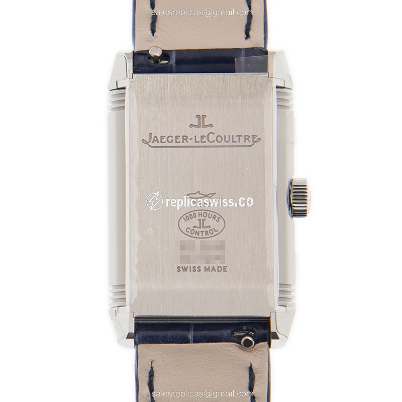Jaeger-Lecoultre Q2668432 REVERSO Manual - Steel Case - Black Dial - Blue Alligator Strap - View 3