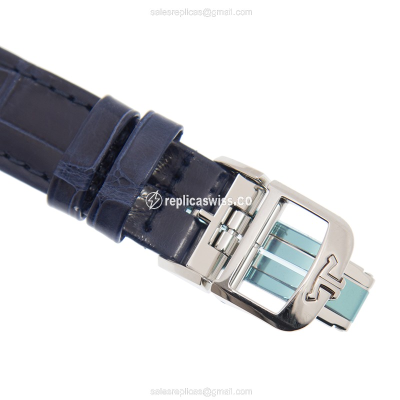 Jaeger-Lecoultre Q2668432 REVERSO Manual - Steel Case - Black Dial - Blue Alligator Strap - View 4
