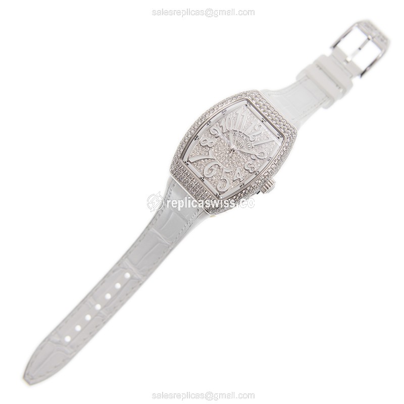 Franck Muller V 29 SC AT FO D CD Vanguard Replica - Automatic - Silver Dial - White Alligator Strap - View 2