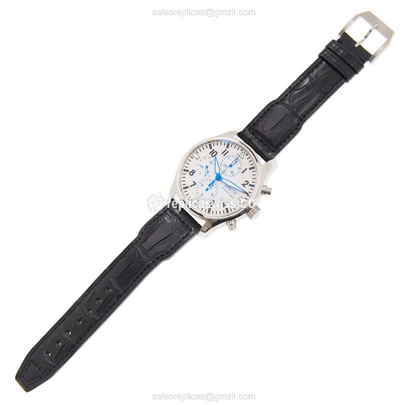 IWC PILOTS Replica - Automatic - Stainless Steel - White Dial - Black Alligator Strap - View 2