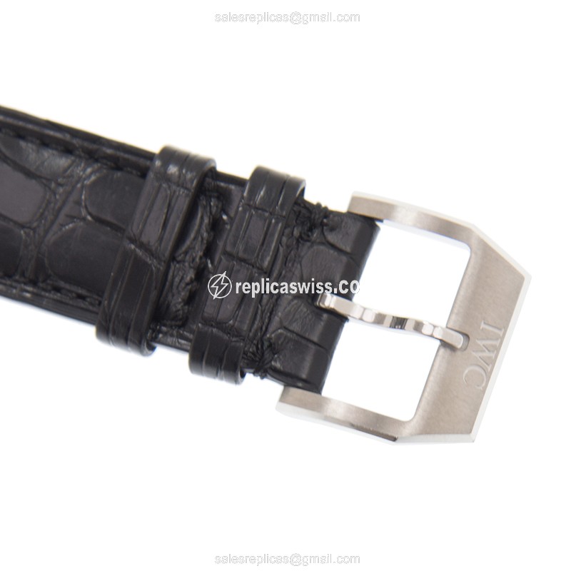 IWC PILOTS Replica - Automatic - Stainless Steel - White Dial - Black Alligator Strap - View 4