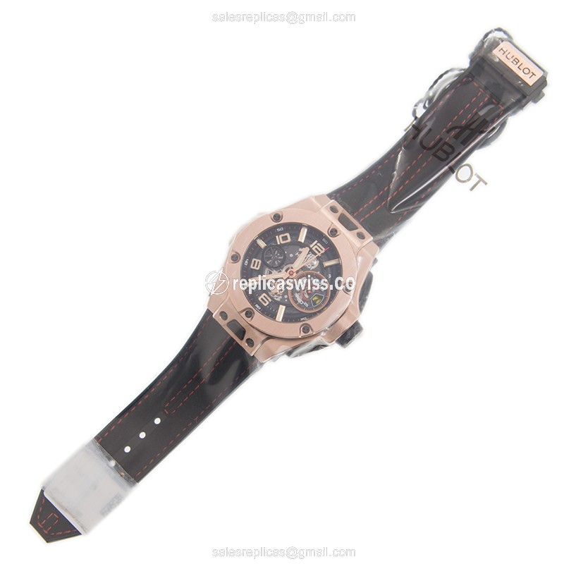 Hublot BIG BANG Replica - Automatic - 18kt Rose Gold - Black Dial - Rubber Strap - View 2