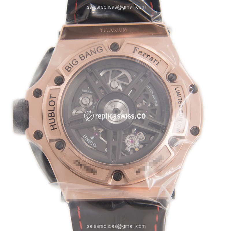 Hublot BIG BANG Replica - Automatic - 18kt Rose Gold - Black Dial - Rubber Strap - View 3