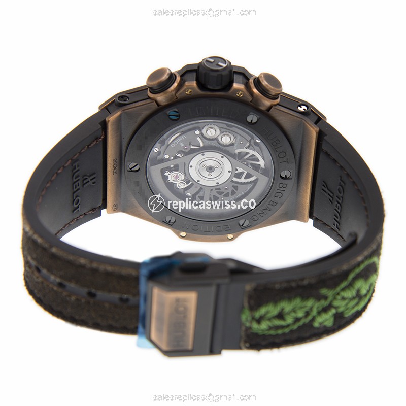 Hublot Big Bang Replica - Automatic - Bronze Case - Silver Dial - Black Cowhide Strap - View 4