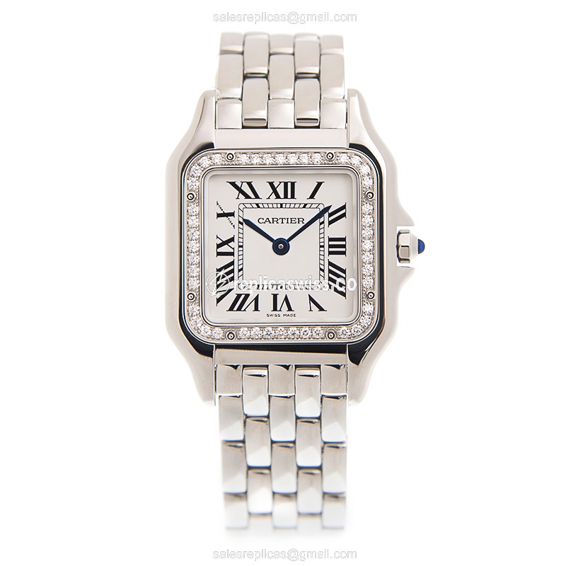 Cartier W4PN0008 PANTHeRE - Quartz - White Dial - Steel Case - Silver Clasp - View 2