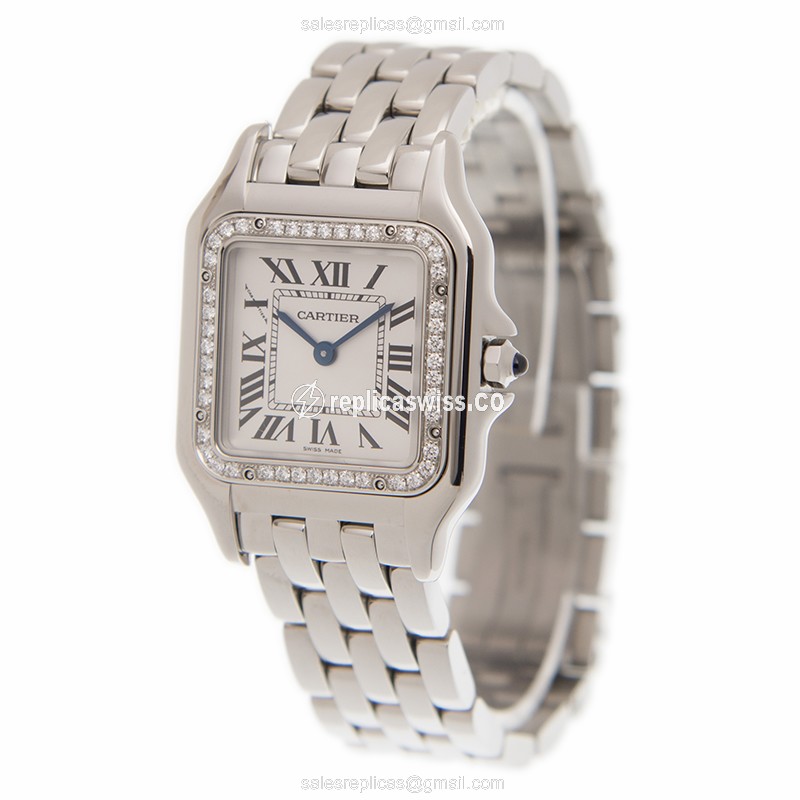 Cartier W4PN0008 PANTHeRE - Quartz - White Dial - Steel Case - Silver Clasp - View 3