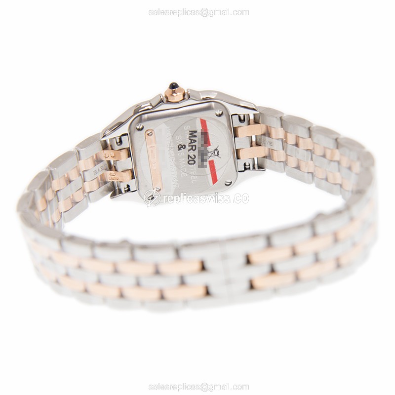 Cartier W3PN0006 PANTHeRE - Quartz - 18kt Rose - Diamond - White Dial - Gold Clasp & Steel Strap - View 4