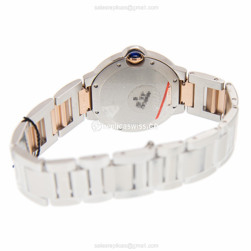 Cartier Ballon Bleu Replica - Automatic - 18kt Rose - Diamond - White Dial - Gold Clasp - View 4