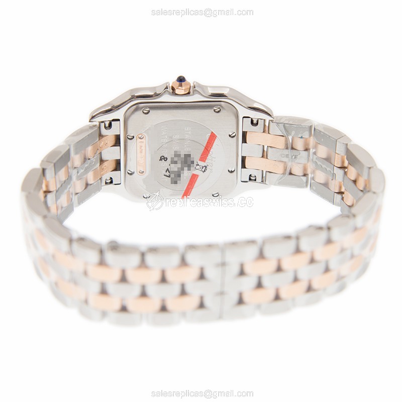 Cartier PANTHeRE Quartz - 18kt Rose & Steel - White Dial - Gold Strap - View 4