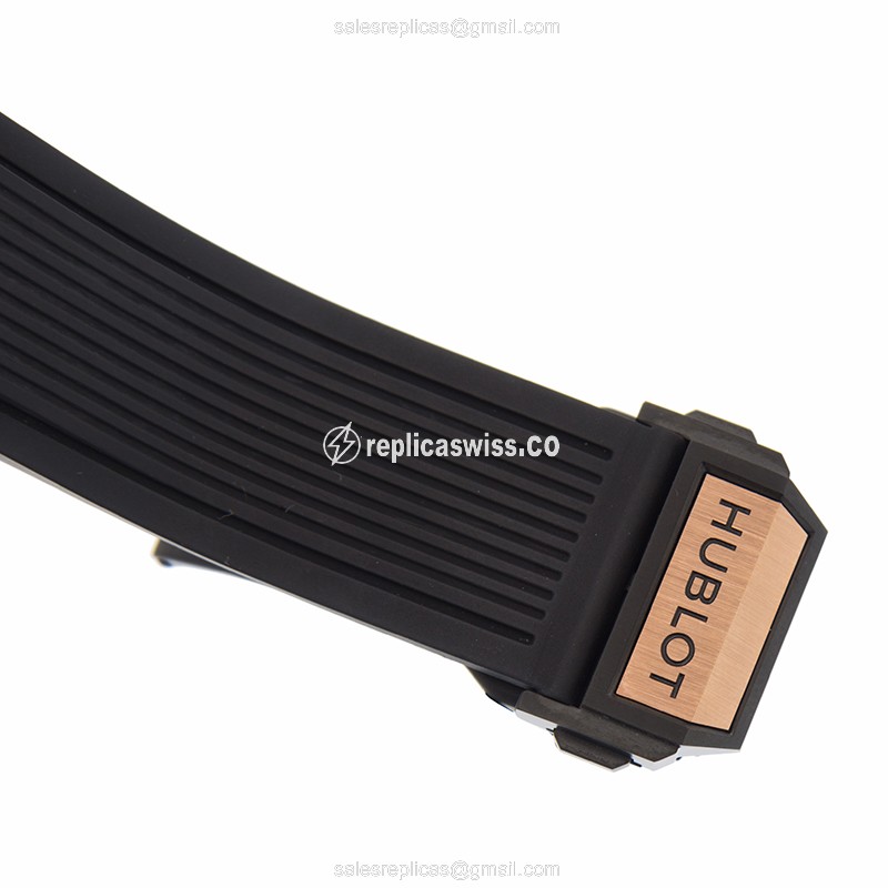 Hublot BIG BANG Replica - Automatic - 18kt Rose Gold - Diamonds - Black Dial - Rubber Strap - View 3