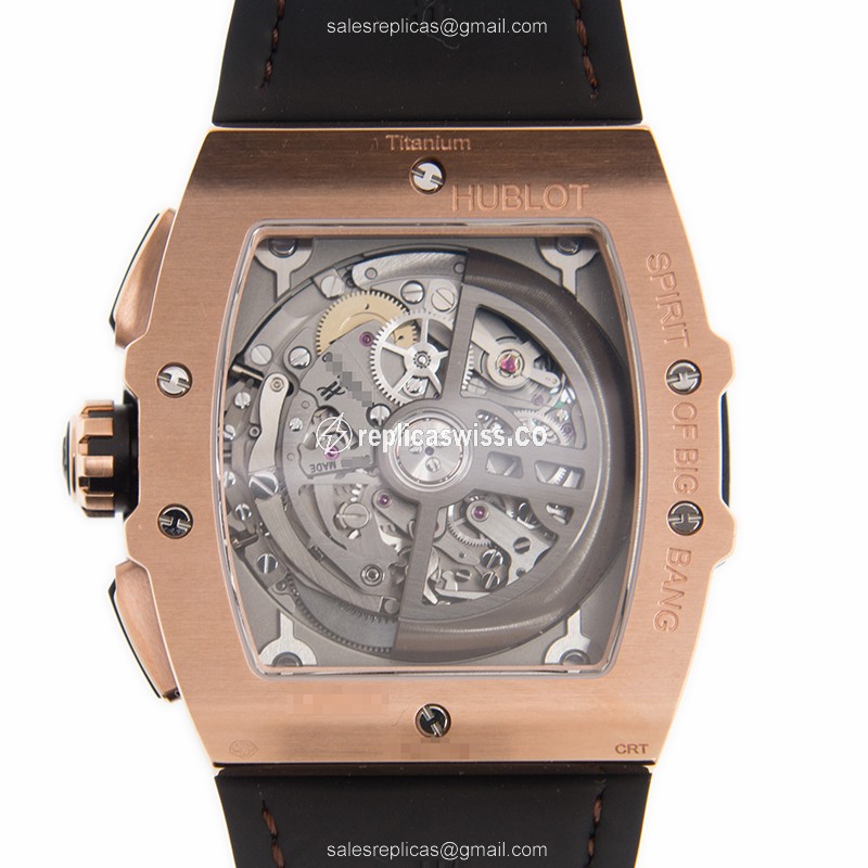 Hublot Spirit of Big Bang Replica - Automatic - 18kt Rose Gold - Diamond Case - Gray Dial - Black Rubber Strap - View 3
