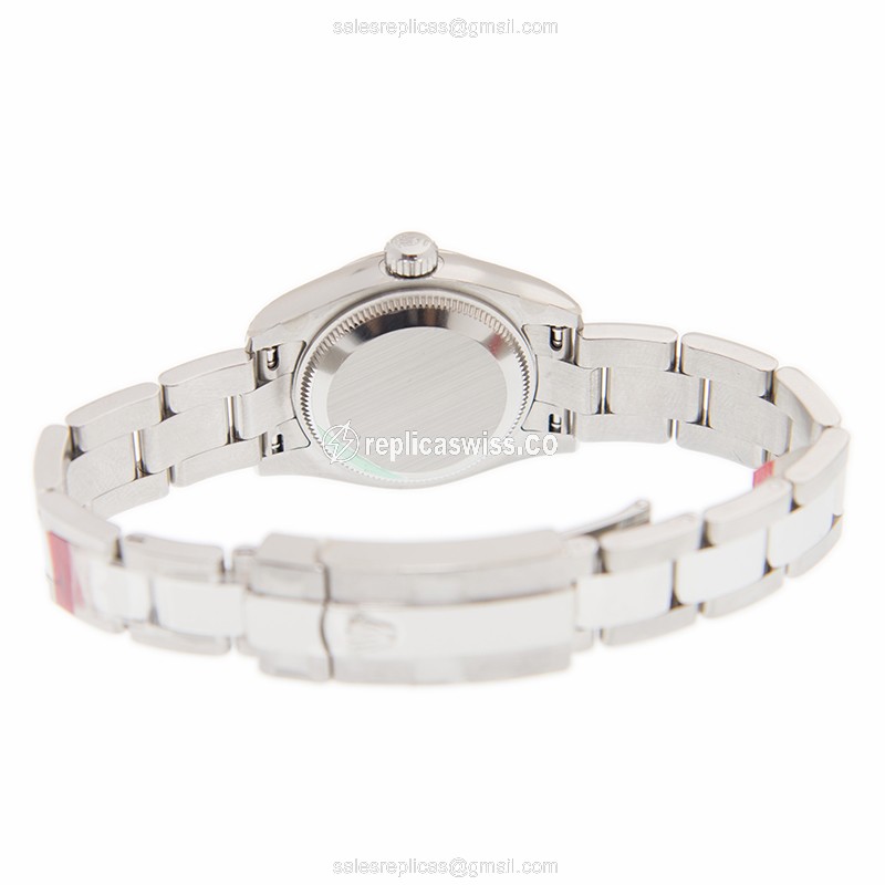 Rolex Lady Datejust Replica - Automatic - 18kt White Gold & Steel - Silver Dial - Steel Strap - View 4