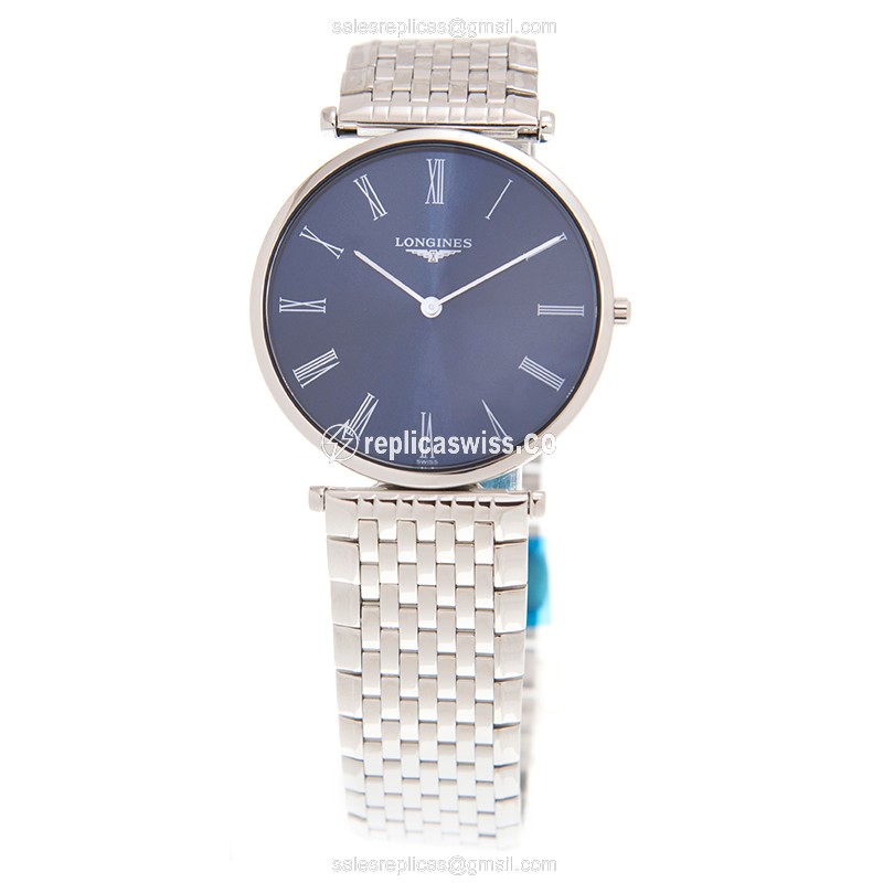 Longines LA GRANDE Quartz - Steel Case, Blue Dial, Silver Clasp - View 2