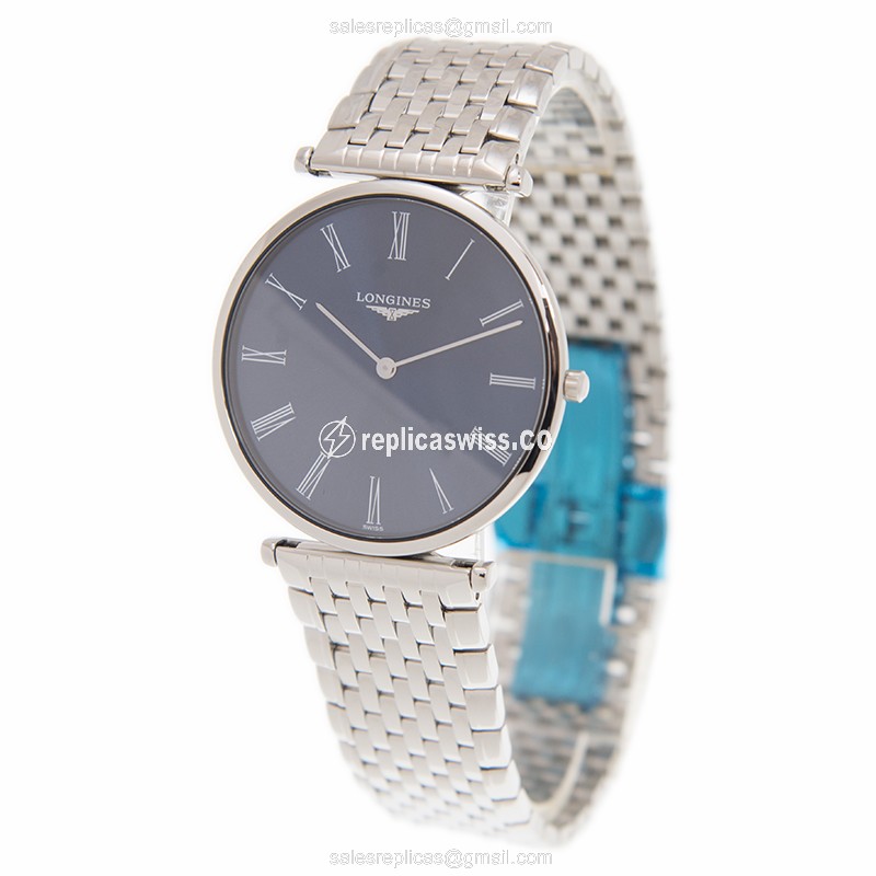 Longines LA GRANDE Quartz - Steel Case, Blue Dial, Silver Clasp - View 3
