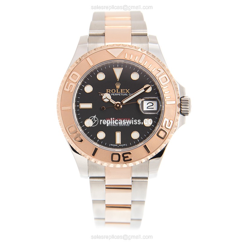 Rolex Yacht Master 268621-0004 Replica - Automatic - Rose Gold & Steel - Black Dial - View 2