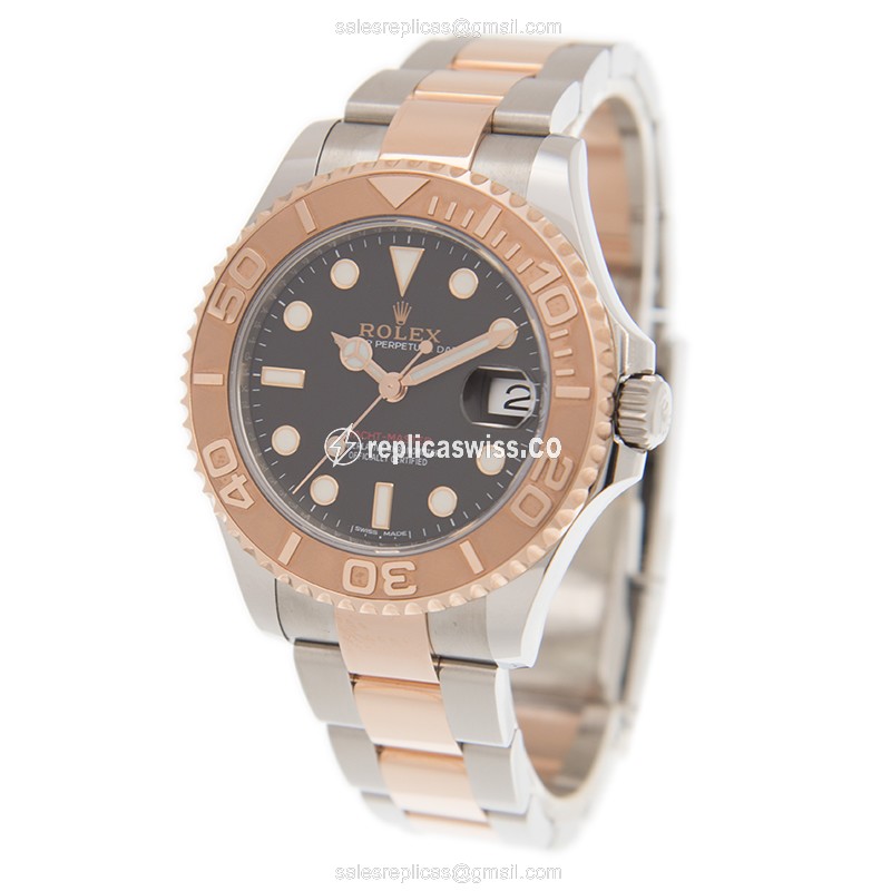 Rolex Yacht Master 268621-0004 Replica - Automatic - Rose Gold & Steel - Black Dial - View 3