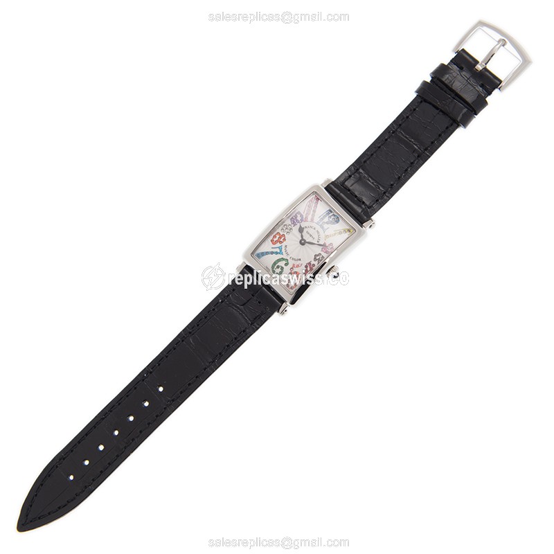 Franck Muller 902 QZ MAG COL AC LONG ISLAND Replica - Quartz - Steel Case - White Dial - Black Alligator Strap - View 2