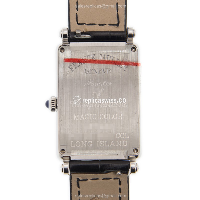 Franck Muller 902 QZ MAG COL AC LONG ISLAND Replica - Quartz - Steel Case - White Dial - Black Alligator Strap - View 3