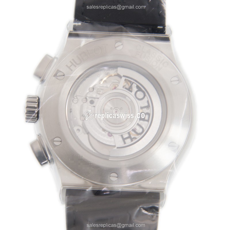 Hublot Classic Fusion Replica - Automatic - Titanium Case - Green Dial - Green Alligator Strap - View 3