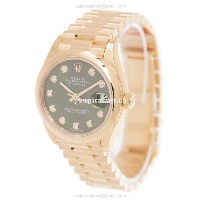 Rolex Datejust Replica - Automatic - Green Dial - Gold Clasp - View 3