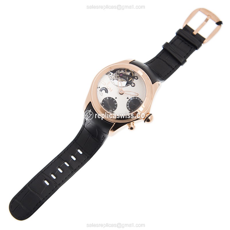 Corum BUBBLE Replica - Automatic - 18kt Rose Gold - White Dial - Alligator Black Strap - View 2