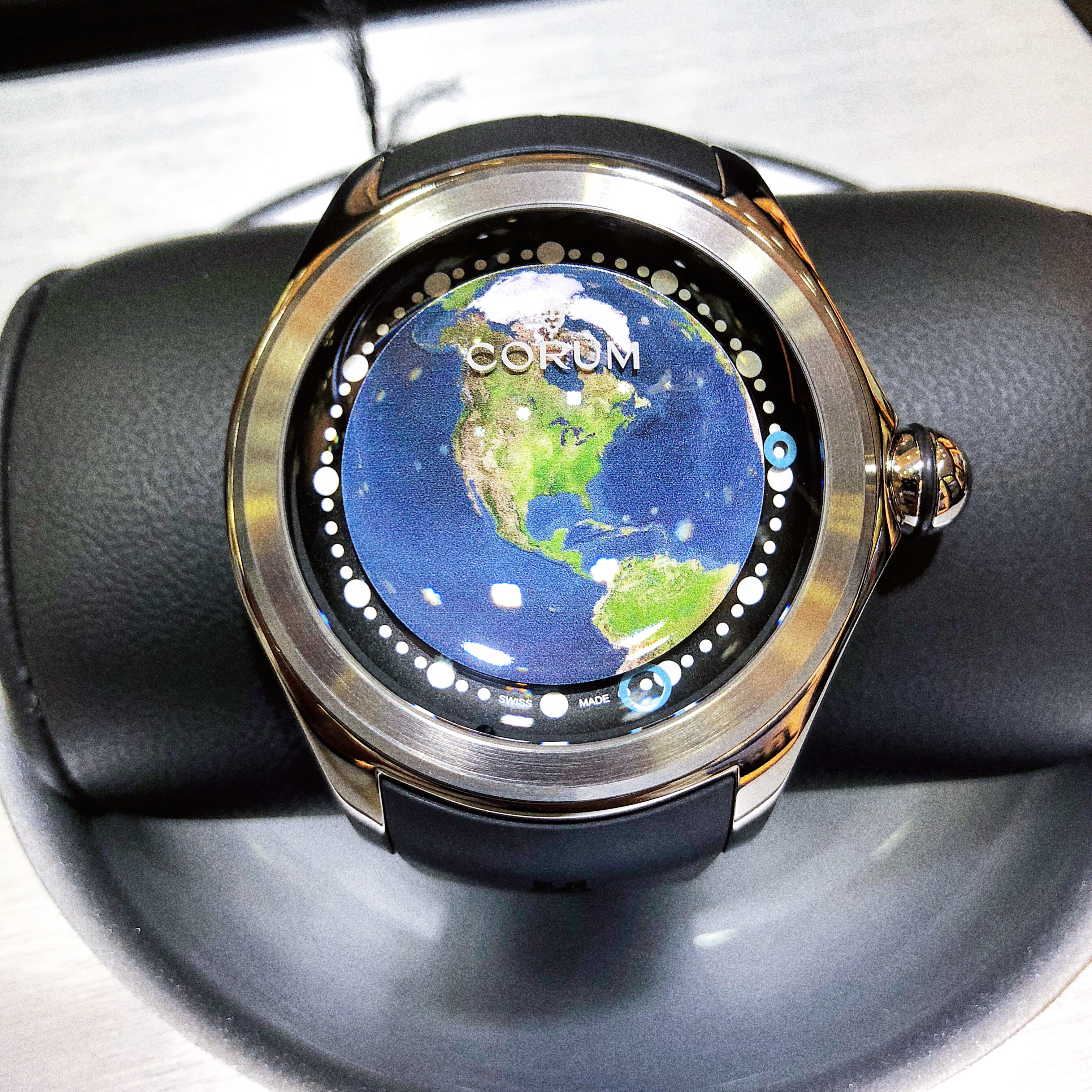Corum Bubble Replica - Automatic - Titanium Case - Blue Dial - Black Rubber Strap - View 4