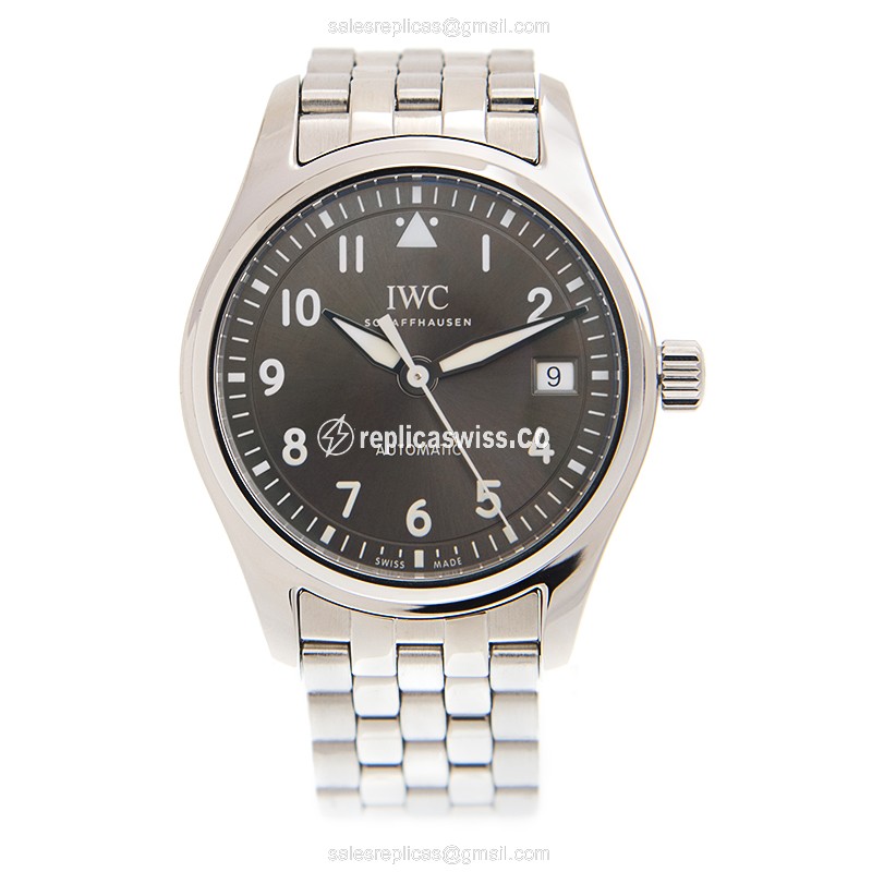 IWC PILOTS Replica - Automatic - Stainless Steel - Gray Dial - Silver Steel Strap - View 2