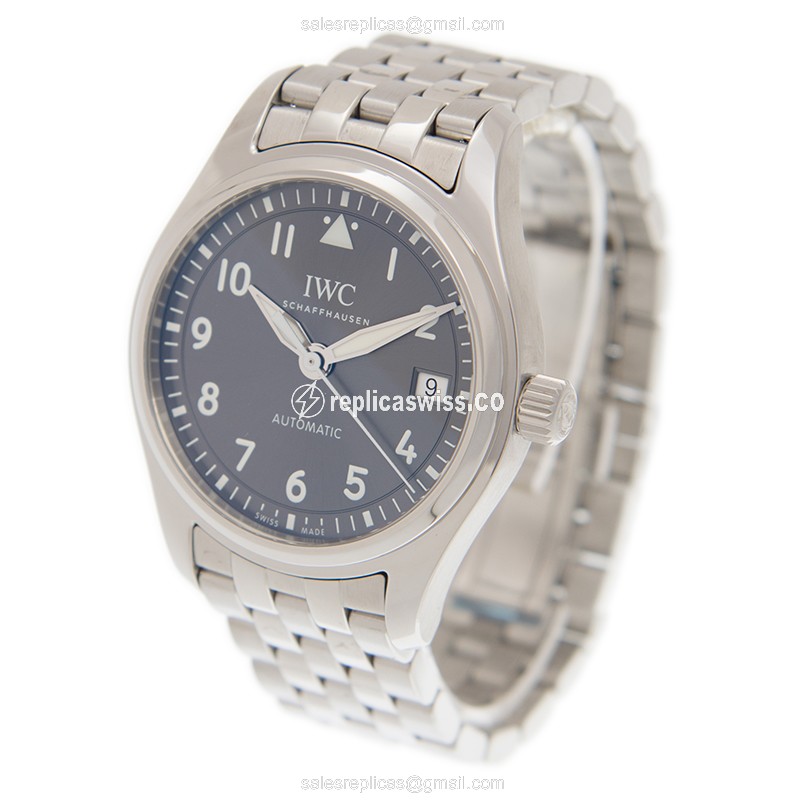 IWC PILOTS Replica - Automatic - Stainless Steel - Gray Dial - Silver Steel Strap - View 3
