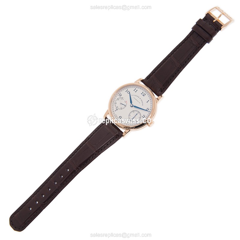 A. Lange & Sohne 234.047 1815 CHRONOGRAPH Manual - 18kt Rose Gold - White Dial - Brown Alligator Buckle - View 2