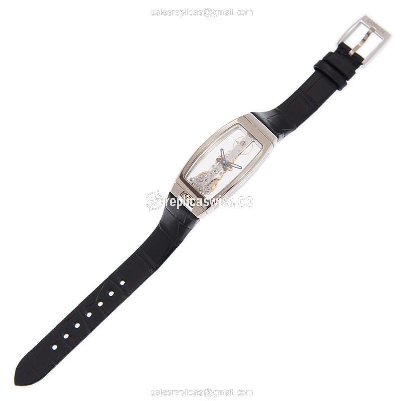 Corum Bridge Replica - Manual Wind - 18kt White Gold - Transparent Dial - Black Alligator Strap - View 2