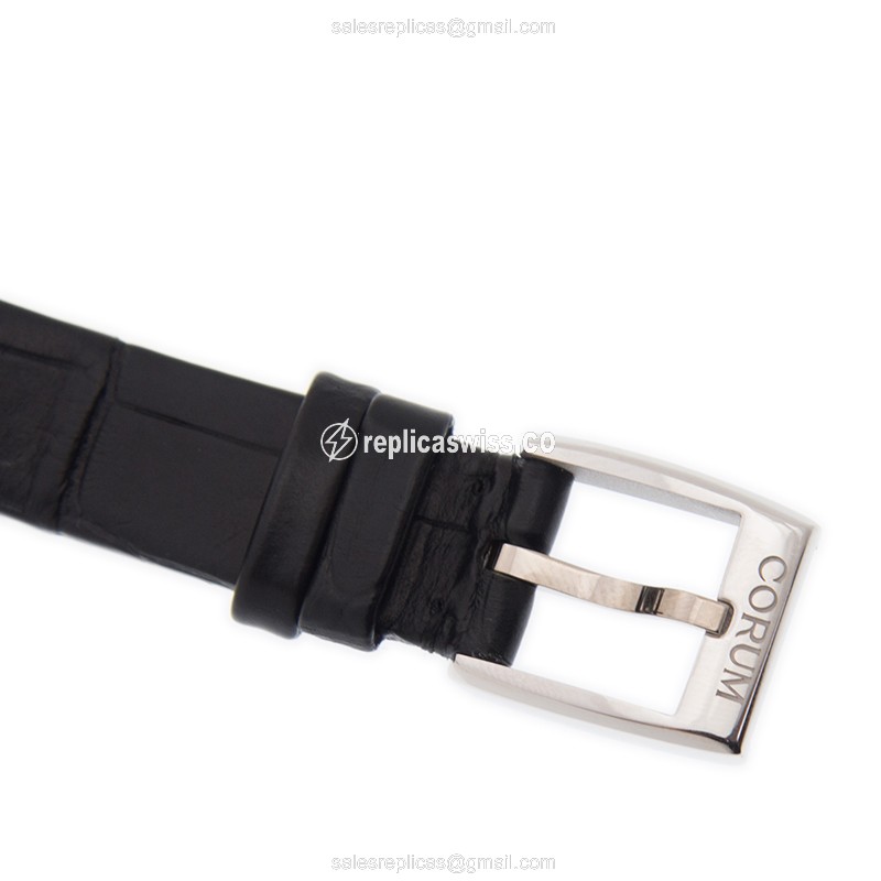 Corum Bridge Replica - Manual Wind - 18kt White Gold - Transparent Dial - Black Alligator Strap - View 4