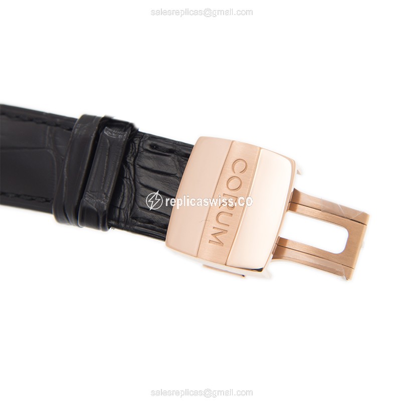 Corum Bridge Replica - Manual Wind - 18kt Rose Gold - Transparent - Black Alligator Strap - View 4