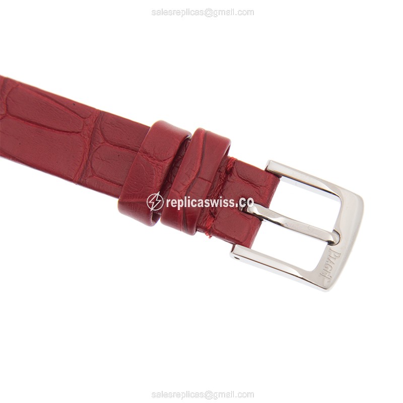 Piaget POSSESSION Replica - Quartz - 18kt White Gold - Silver Dial - Red Alligator Strap - View 4