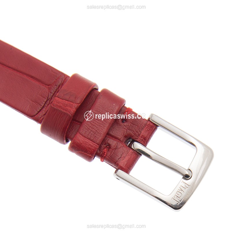 Piaget POSSESSION Replica - Quartz - 18kt White Gold - Diamond - Silver Dial - Red Alligator Strap - View 4