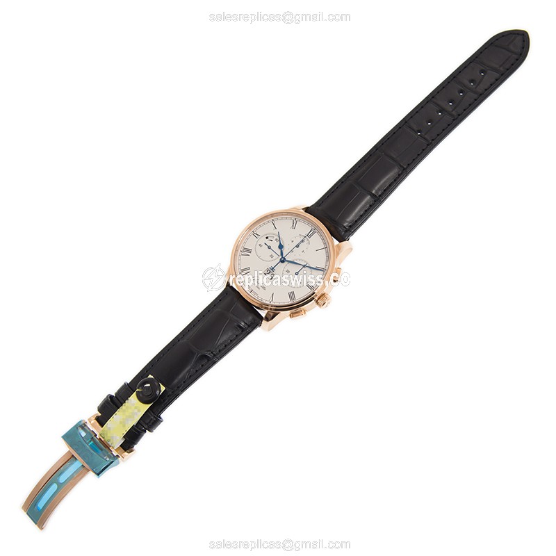 Glashutte Senator Manual Winding Skeletonized - Automatic 18kt Rose Gold - White Dial - Black Alligator Strap - View 2