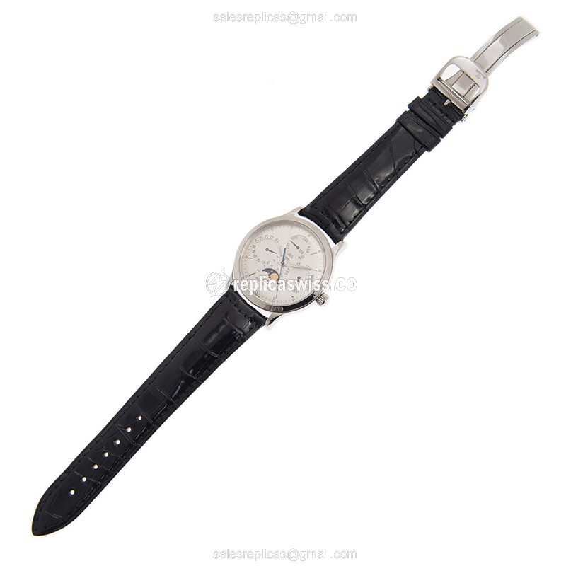 Jaeger-Lecoultre Q149842A Replica - Ultra Thin - Automatic - Steel Case - White Dial - Black Alligator Strap - View 2